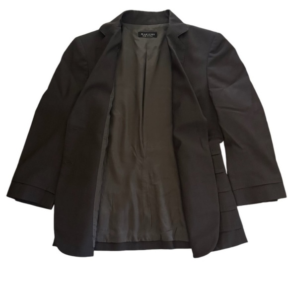 Marlowe Women's V-Neck Italian 100% Wool Blazer Jacket, Dark Gray, Size 42/8/S - Picture 7 of 15